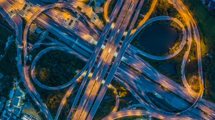 Aerial view of highway junctions