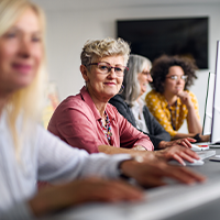 Group of senior people attending a class.